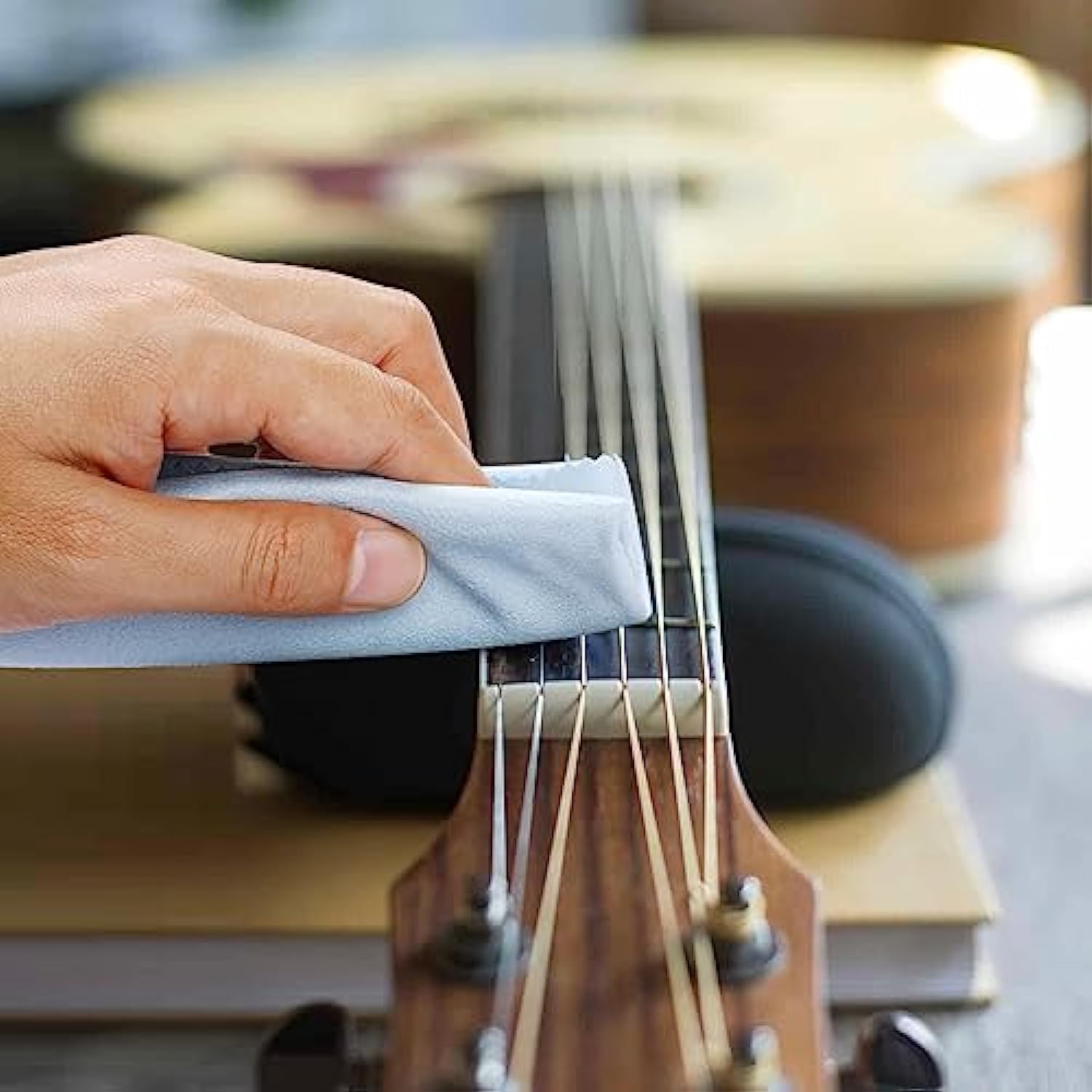 4Pcs 12x12inch Cymbal Instruments Cleaning Cloths Microfiber,Universal Instrument Plush Polishing Cloths for Guitar Cello Viola